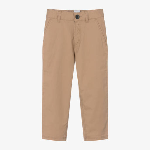 BOSS-Boys Beige Cotton Chino Trousers | Childrensalon Outlet