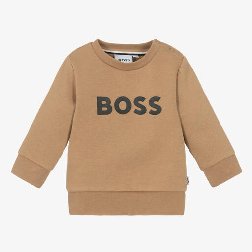 BOSS-Бежевый хлопковый свитшот для мальчиков | Childrensalon Outlet