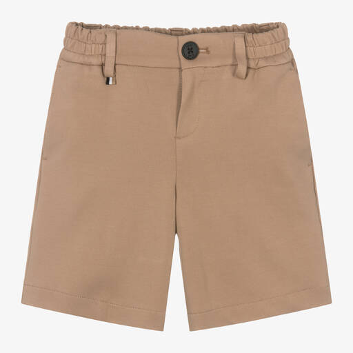 BOSS-Boys Beige Milano Jersey Chino Shorts | Childrensalon Outlet
