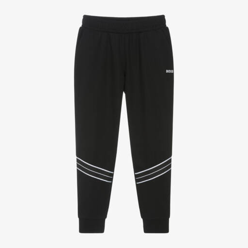 BOSS-Boys Black Braided Jogging Trousers | Childrensalon Outlet