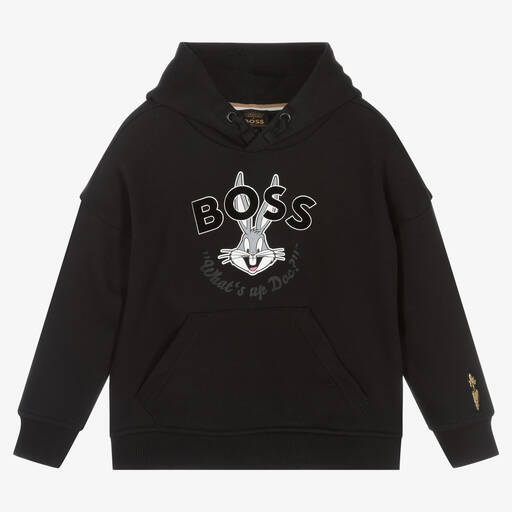 BOSS-Boys Black Bugs Bunny Hoodie | Childrensalon Outlet