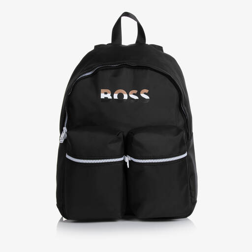 BOSS-Boys Black Canvas Backpack (39cm) | Childrensalon Outlet