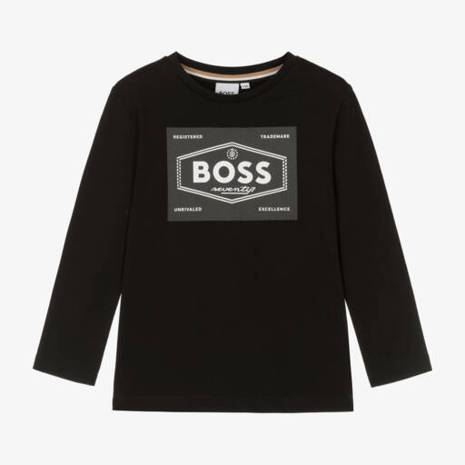 BOSS-Черный топ из хлопка Original 1977 для мальчиков | Childrensalon Outlet