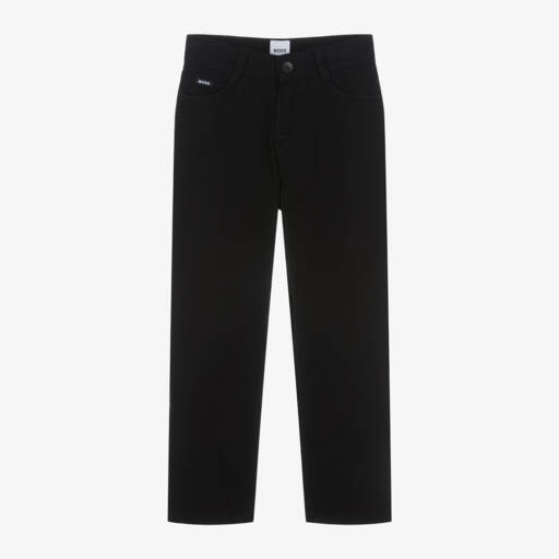 BOSS-Boys Black Cotton Twill Jeans | Childrensalon Outlet