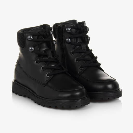 BOSS-Черные кожаные ботинки | Childrensalon Outlet