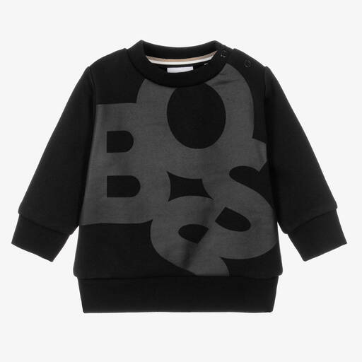 BOSS-Boys Black Logo Sweatshirt | Childrensalon Outlet