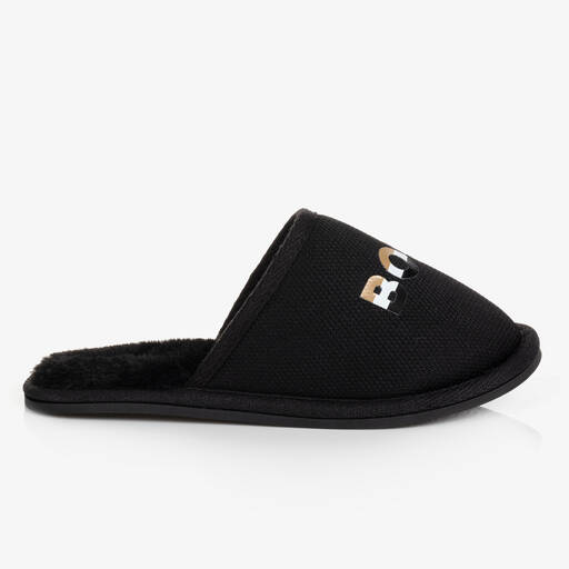 BOSS-Boys Black Padded Mesh Slippers | Childrensalon Outlet