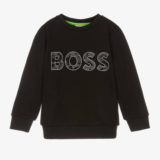 BOSS-Sweat-shirt noir réfléchissant | Childrensalon Outlet