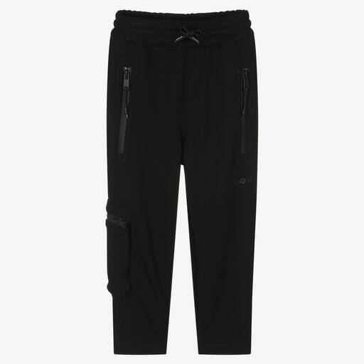 BOSS-Boys Black Viscose Joggers | Childrensalon Outlet