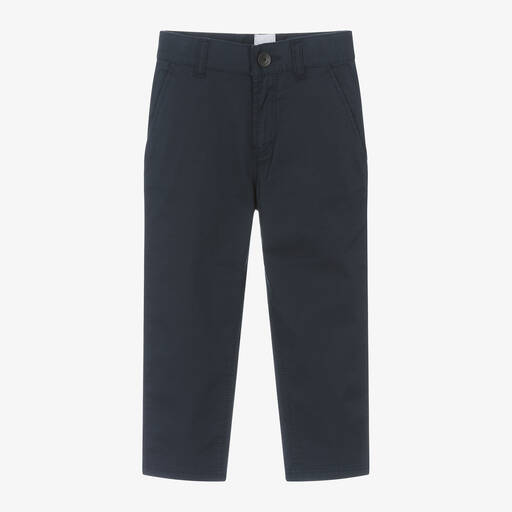 BOSS-Boys Blue Cotton Chino Trousers | Childrensalon Outlet
