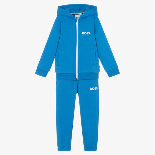 BOSS-بدلة رياضية قطن جيرسي لون أزرق للأولاد | Childrensalon Outlet