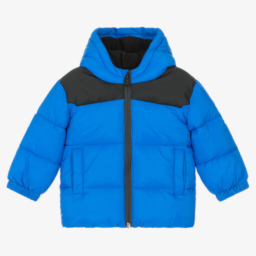 BOSS-Boys Blue Hooded Puffer Coat | Childrensalon Outlet