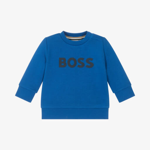 BOSS-Boys Blue Jersey Sweatshirt | Childrensalon Outlet