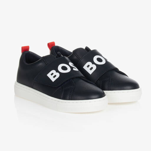 BOSS-Blaue Leder-Sneakers für Jungen | Childrensalon Outlet