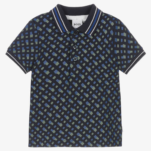 BOSS-Blaues Poloshirt mit Monogramm | Childrensalon Outlet