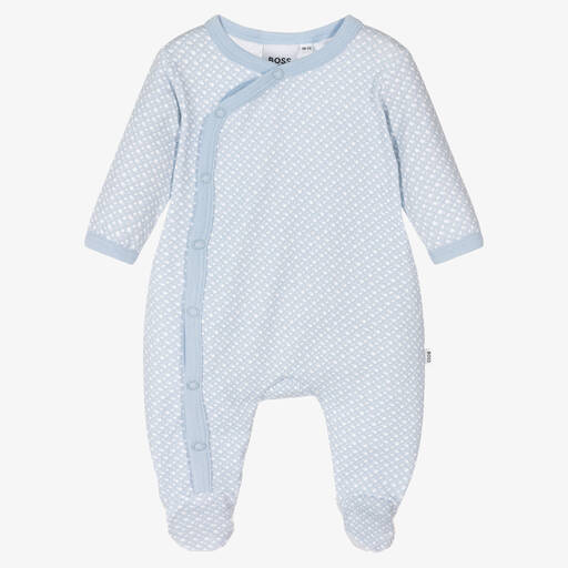 BOSS-Boys Blue Organic Cotton Babygrow | Childrensalon Outlet