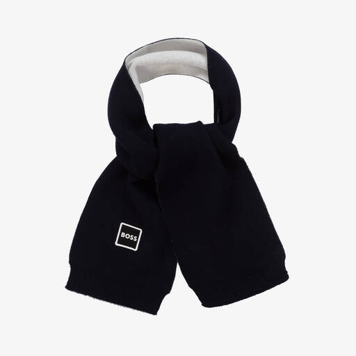 BOSS-Boys Blue & White Knitted Scarf | Childrensalon Outlet