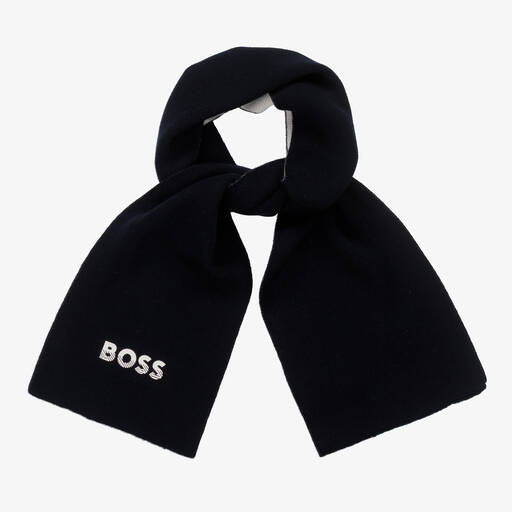 BOSS-Boys Blue & White Logo Scarf | Childrensalon Outlet