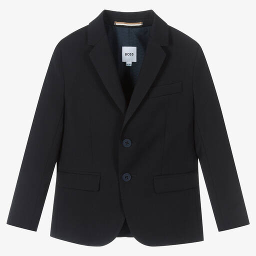 BOSS-Boys Blue Wool Blazer | Childrensalon Outlet