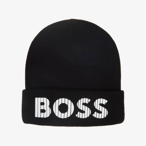 BOSS-Boys Charcoal Knit Beanie Cap | Childrensalon Outlet