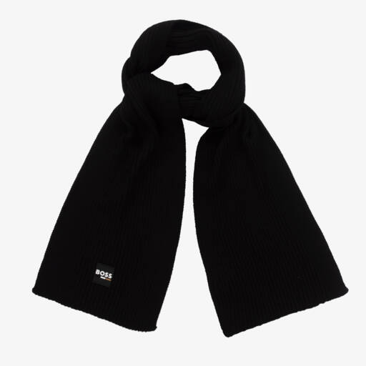 BOSS-Boys Charcoal Ribbed Knit Scarf | Childrensalon Outlet