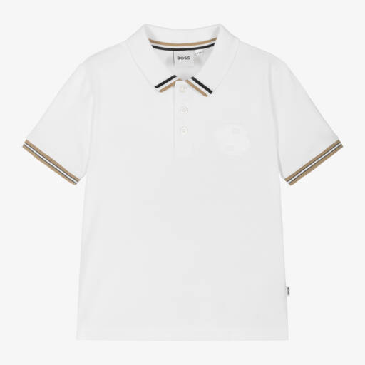 BOSS-Boys Classic White Polo Shirt | Childrensalon Outlet