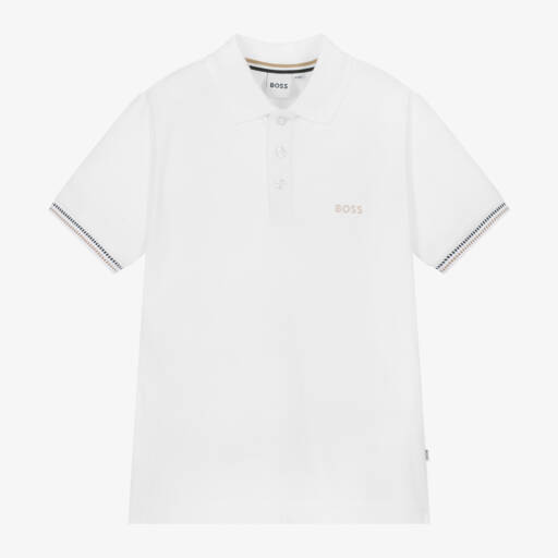 BOSS-Boys Classic White Polo Tee | Childrensalon Outlet
