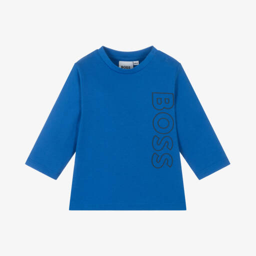 BOSS-توب أطفال ولادي قطن لون أزرق فاتح | Childrensalon Outlet