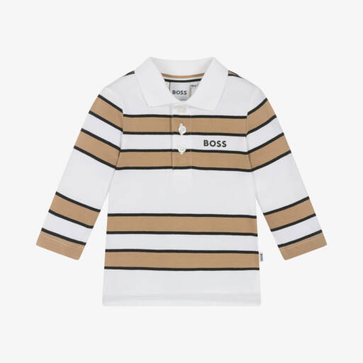 BOSS-Boys Cotton Polo with Stripes | Childrensalon Outlet
