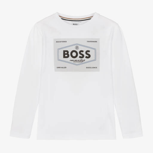 BOSS-Boys Cotton White 1977 Shirt | Childrensalon Outlet