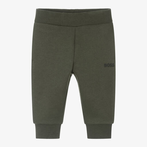 BOSS-Boys Green Cotton Joggers | Childrensalon Outlet