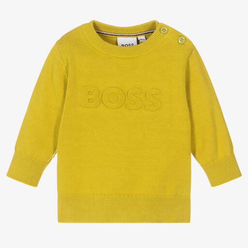 BOSS-Grüner Baumwoll-Strickpullover | Childrensalon Outlet