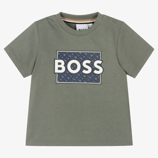 BOSS-Grünes Baumwoll-T-Shirt (J) | Childrensalon Outlet