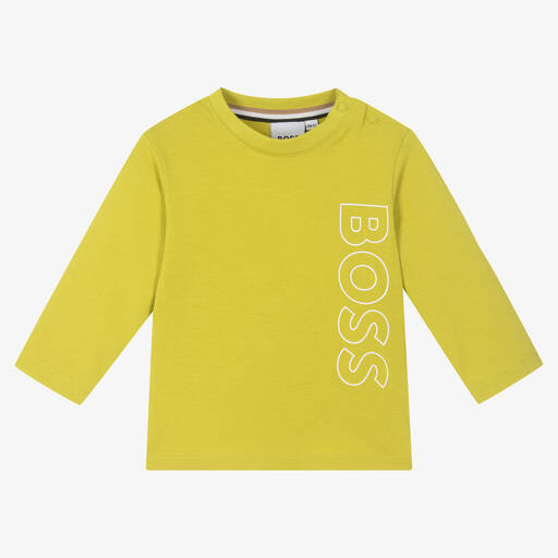 BOSS-Boys Green Cotton Top | Childrensalon Outlet
