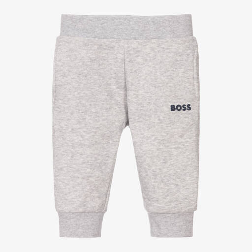 BOSS-Boys Grey Cotton Joggers | Childrensalon Outlet