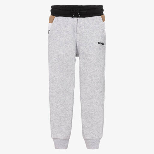 BOSS-Pantalon de jogging gris en coton | Childrensalon Outlet