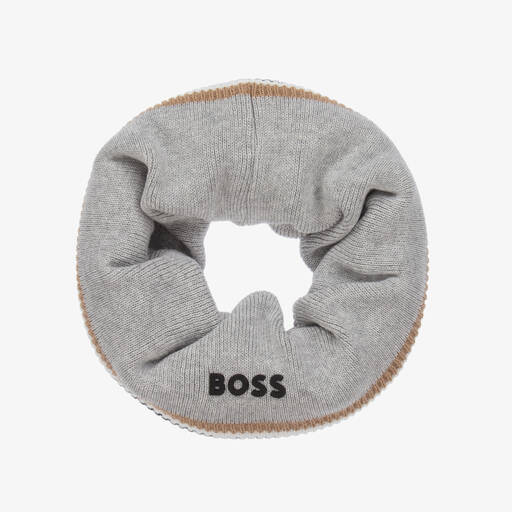 BOSS-Snood gris en maille de coton | Childrensalon Outlet