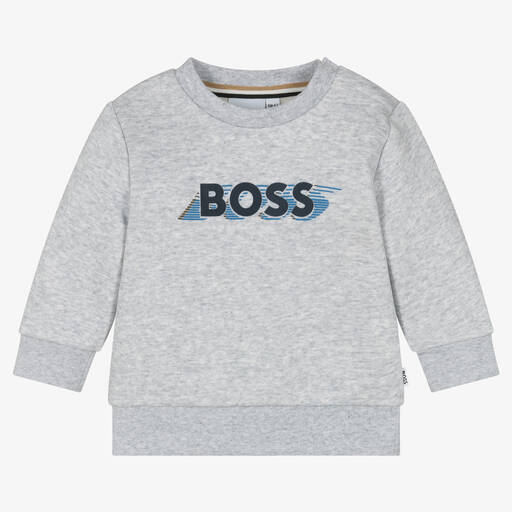 BOSS-Graues Baumwoll-Sweatshirt | Childrensalon Outlet