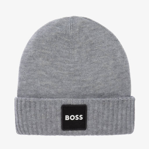 BOSS-Bonnet gris en maille garçon | Childrensalon Outlet