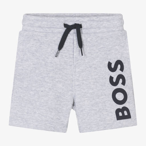 BOSS-Boys Grey Marl Cotton Jersey Shorts | Childrensalon Outlet