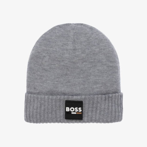 BOSS-قبعة بيني محبوكة لون رمادي للأولاد | Childrensalon Outlet