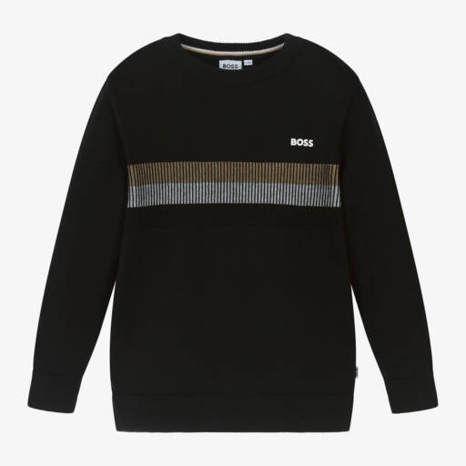 BOSS-Boys Luxe Black Knit Pullover | Childrensalon Outlet