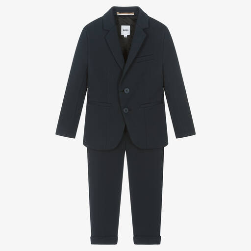 BOSS-Boys Milano Jersey Navy Blue Suit | Childrensalon Outlet