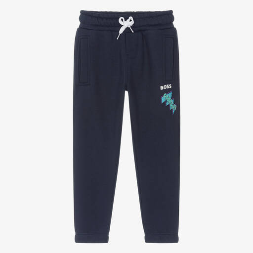 BOSS-Boys Navy Blue Cotton Batman Joggers | Childrensalon Outlet