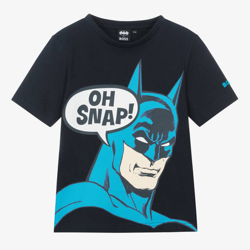 BOSS-Boys Navy Blue Cotton Batman T-Shirt | Childrensalon Outlet