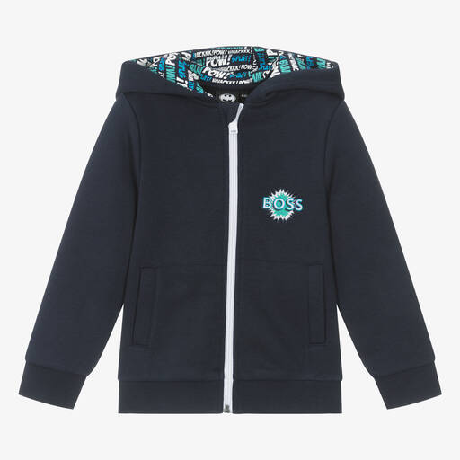 BOSS-Haut bleu zippé en coton Batman | Childrensalon Outlet