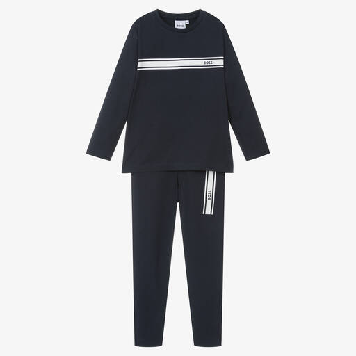 BOSS-Navyblauer Baumwoll-Schlafanzug  | Childrensalon Outlet
