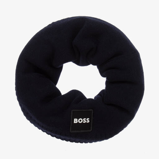BOSS-Boys Navy Blue Knitted Snood | Childrensalon Outlet