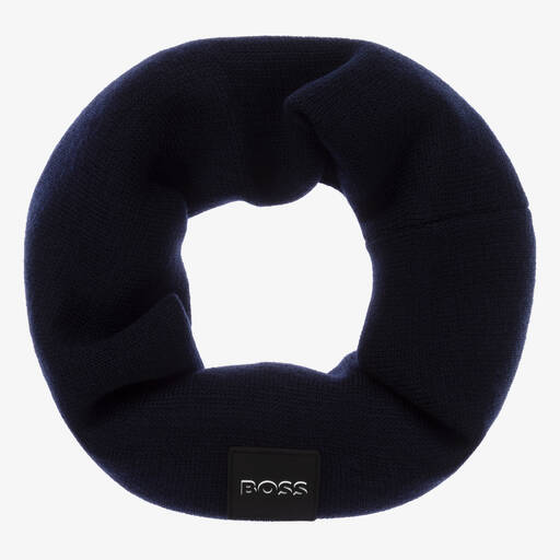 BOSS-Boys Navy Blue Logo Snood | Childrensalon Outlet