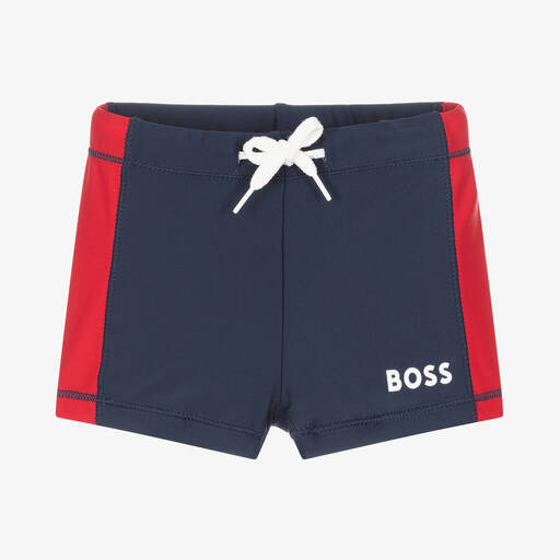 BOSS-Boys Navy Blue Swim Shorts | Childrensalon Outlet